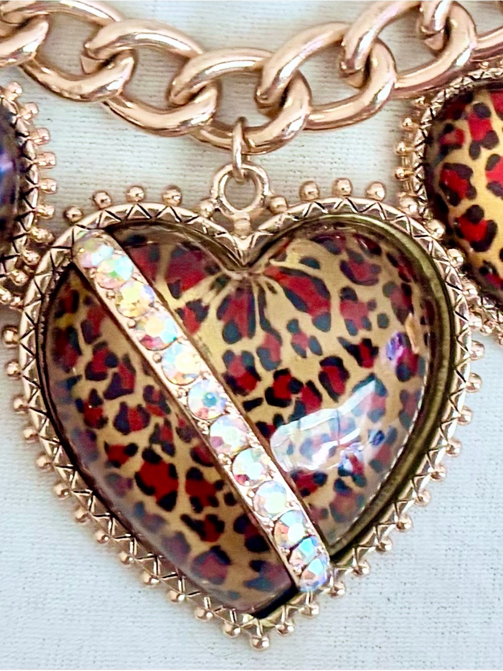 *Hard to Find* Betsey Johnson Leopard Print Heart Pendant Necklace